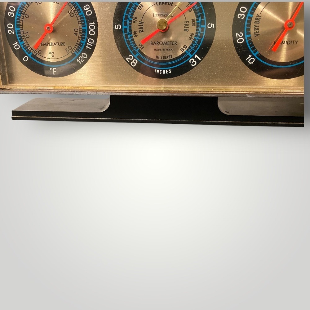 Springfield Weather Station Barometer Thermometer Hygrometer Desk USA 1970s - Picture 10 of 10